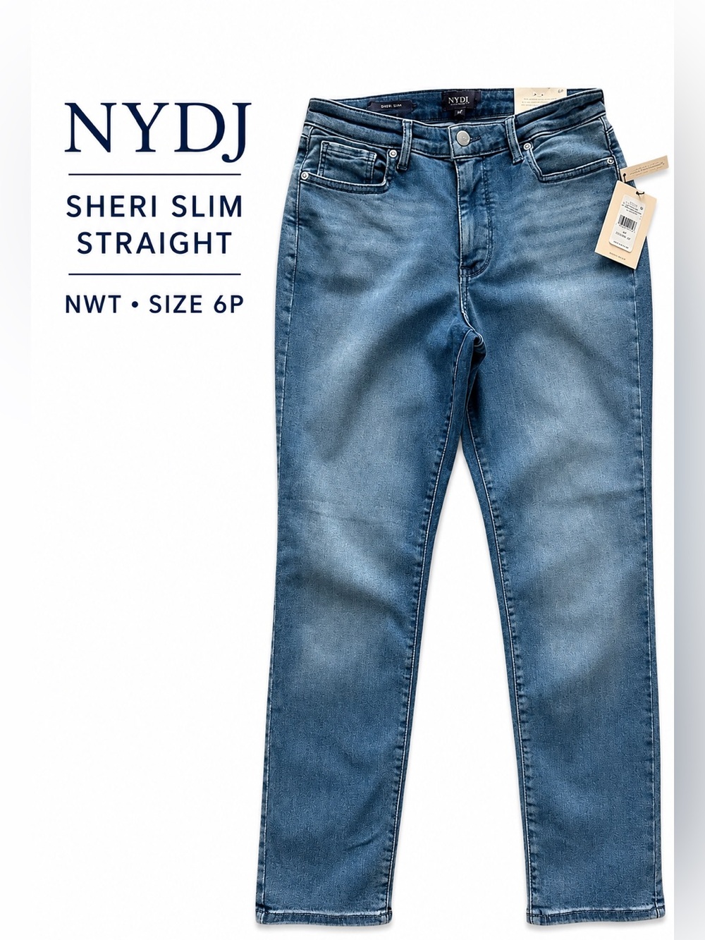 NWT NYDJ Sheri Slim Straight Jeans 6P Petite Lift Tuck 28” Inseam